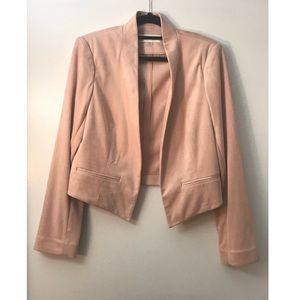 Suede Blush Drape Front Blazer l Size: 8